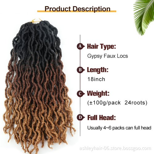 Julianna Extensions Colored Ombre color Goddess Long Crochet Hair Braids Faux Locs Braid Synthetic Hair Gypsy Locs
